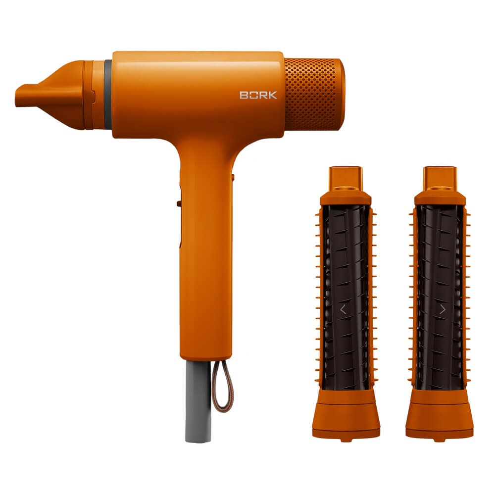 Фен-стайлер BORK сушит и одновременно завивает волосы, 3 насадки для стайлера в комплекте