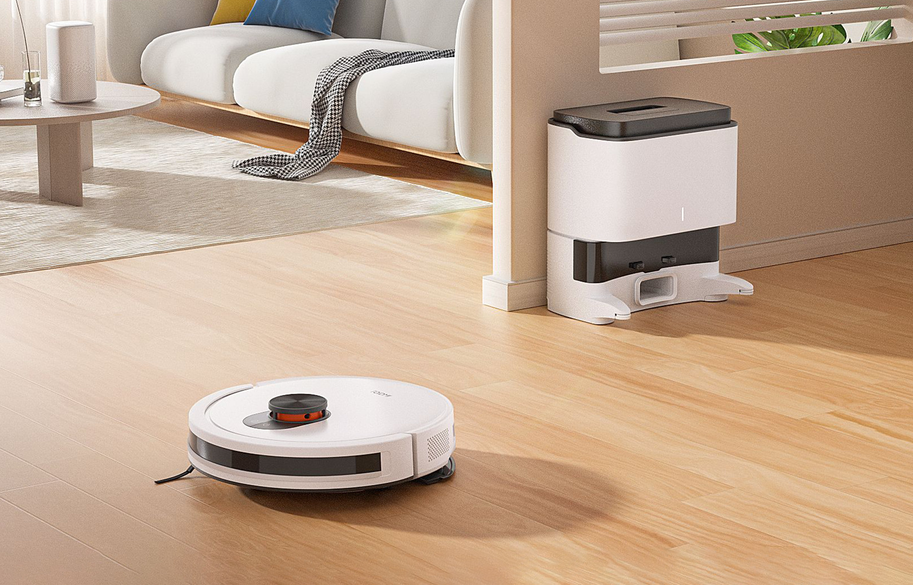 уборка дома роботом-пылесосом со станцией самоочистки